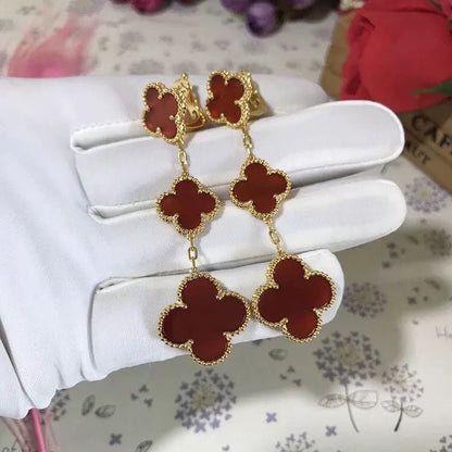 [Mystic]CLOVER 3 MOTIF CARNELIAN DROP EARRINGS