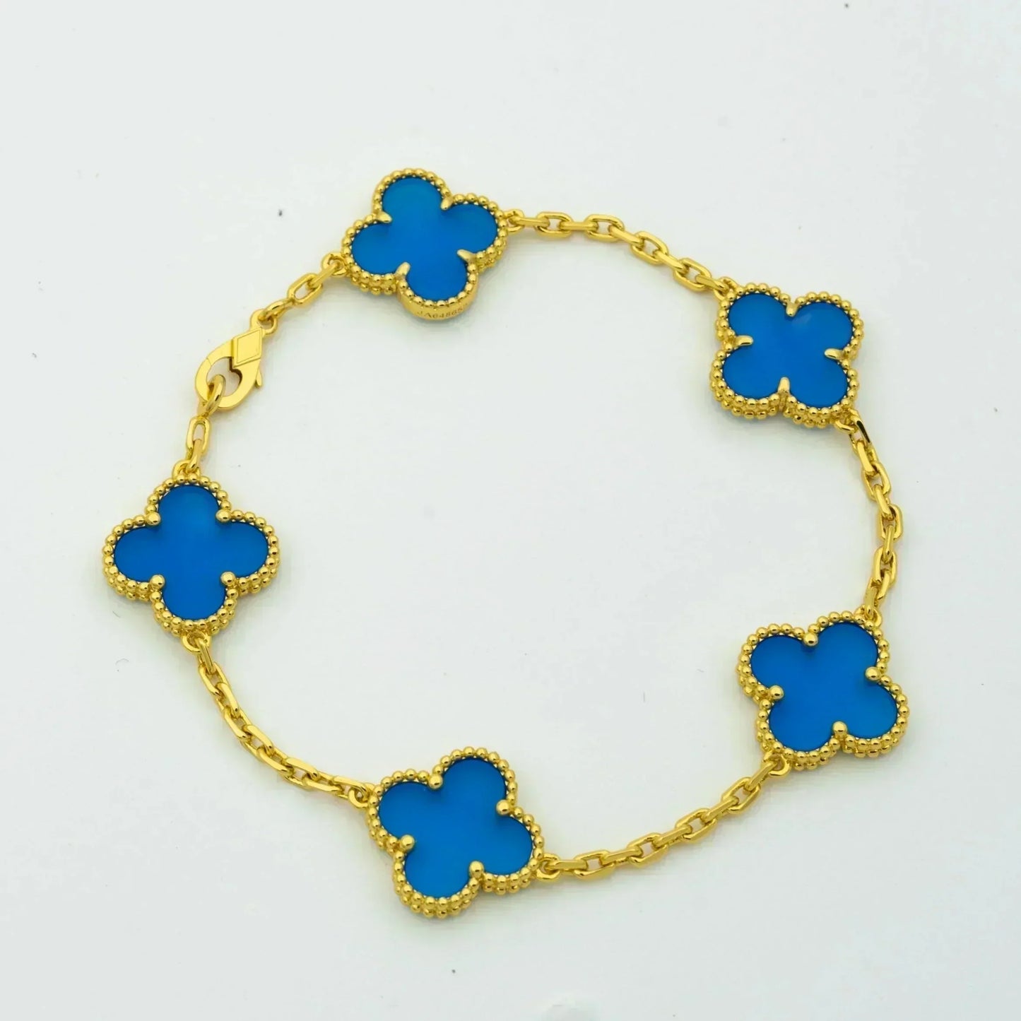 [Mystic]CLOVER 5 MOTIFS BLUE AGATE BRACELET
