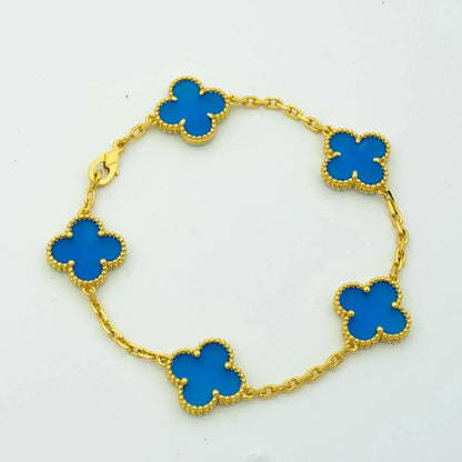 [Mystic]CLOVER 5 MOTIFS BLUE AGATE BRACELET