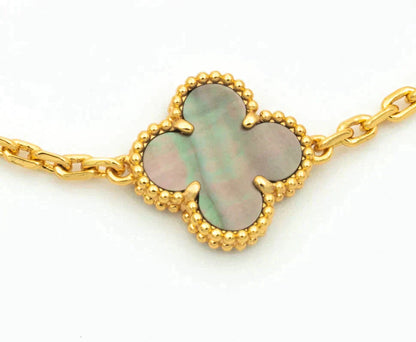 [Mystic Crown]CLOVER 5 MOTIF GRAY MOP DIAMOND BRACELET