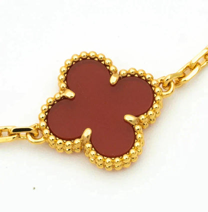 [Mystic]CLOVER  5 MOTIFS CARNELIAN GOLD BRACELET
