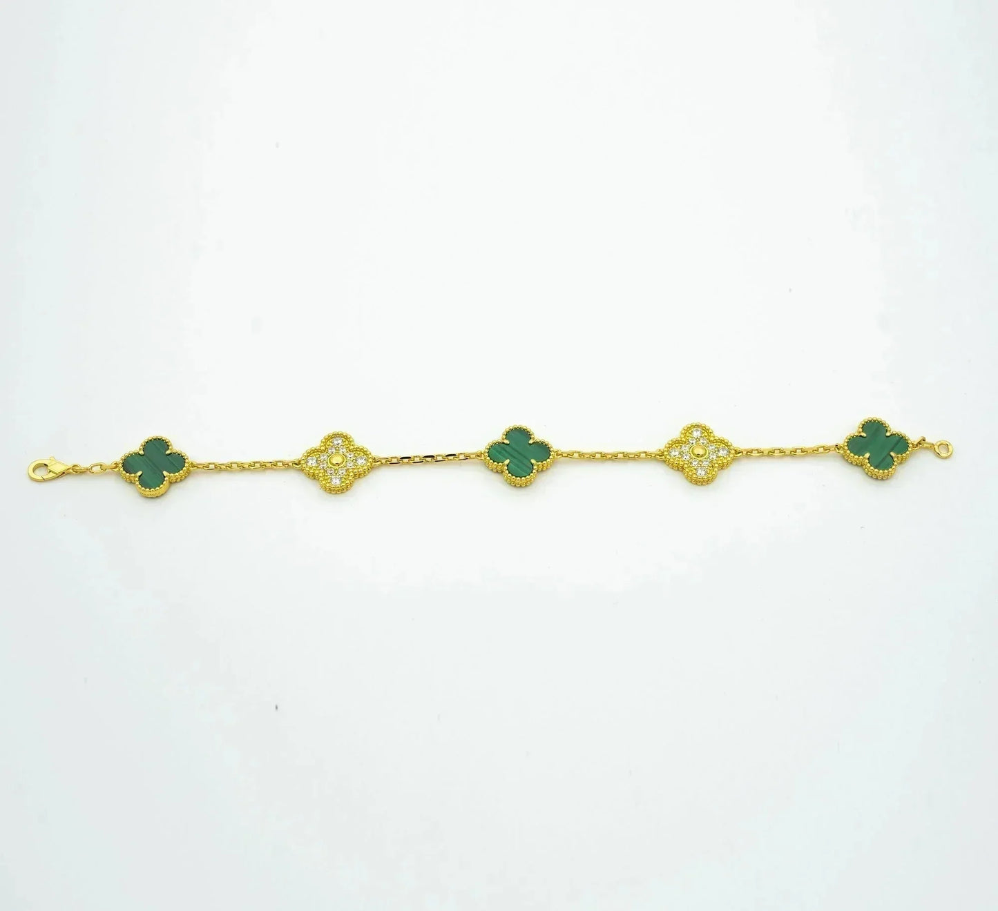 [Mystic]CLOVER  5 MOTIF MALACHITE DIAMOND BRACELET