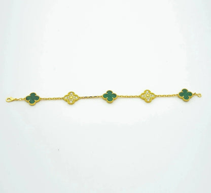 [Mystic]CLOVER  5 MOTIF MALACHITE DIAMOND BRACELET