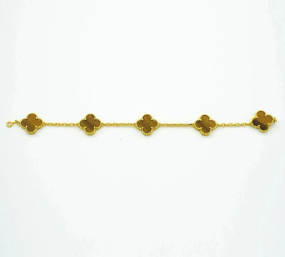 [Mystic]CLOVER  5 MOTIFS TIGER EYE BRACELET