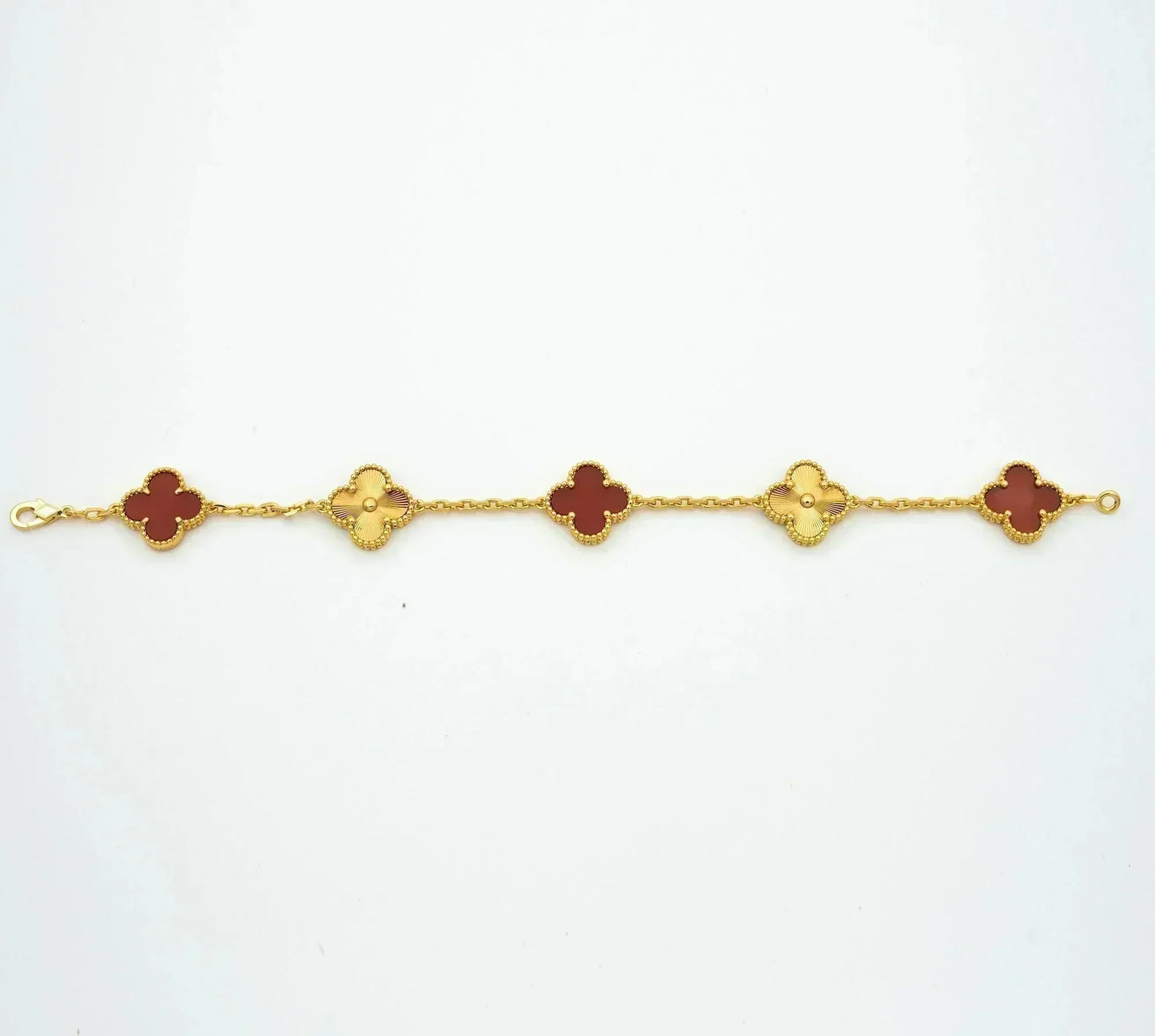 [Mystic]CLOVER  5 MOTIFS CARNELIAN GOLD BRACELET
