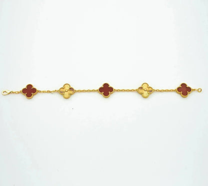 [Mystic]CLOVER  5 MOTIFS CARNELIAN GOLD BRACELET