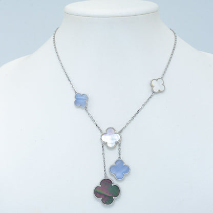 [Mystic Crown]CLOVER MOP CHALCEDONY NECKLACE SILVER 6 MOTIF