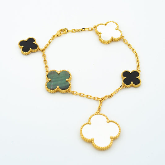 [Mystic Crown]CLOVER BRACELET 5 MOTIFS ONYX MOP
