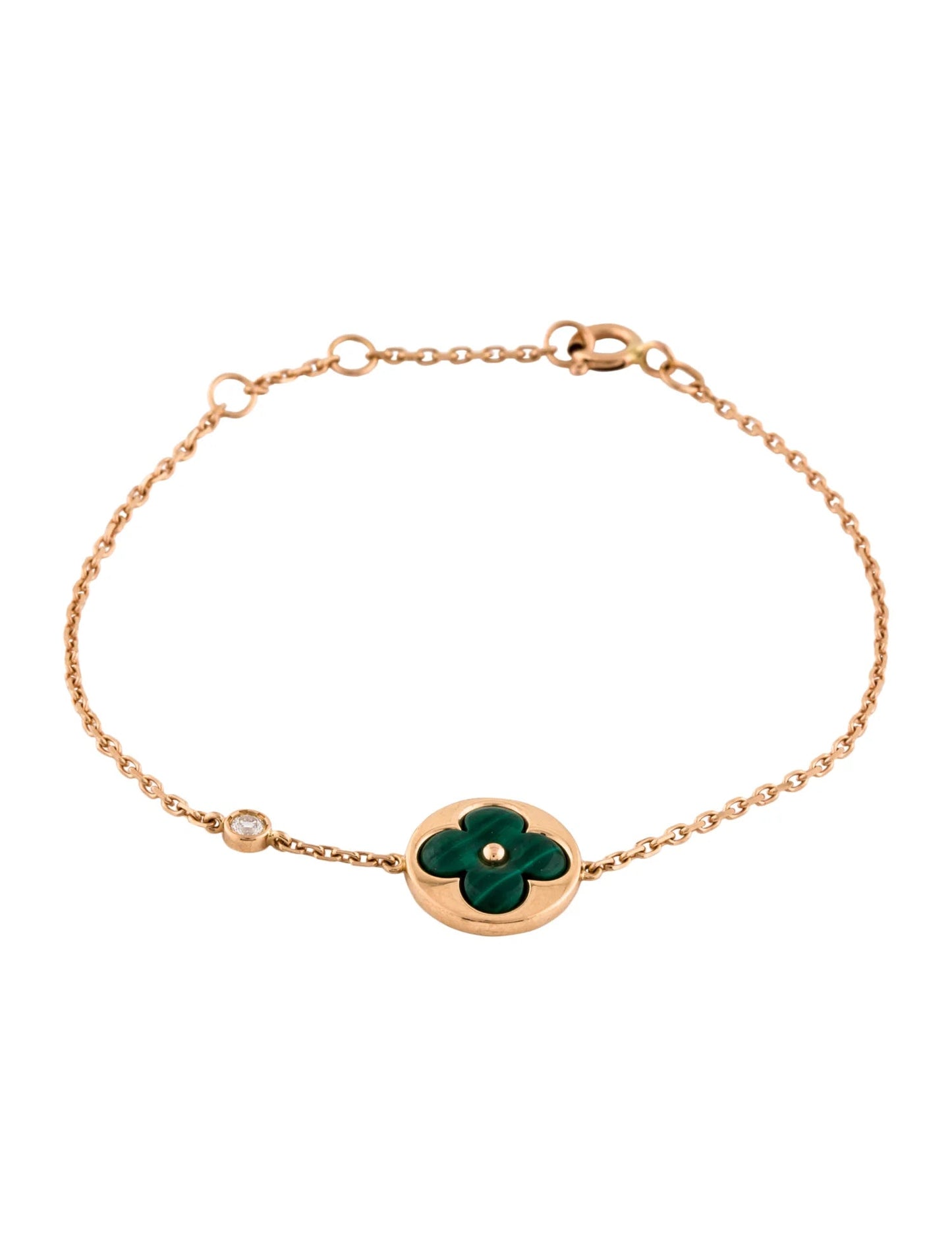 [Mystic Crown]SUN MALACHITE 1 DIAMOND PINK GOLD BRACELET