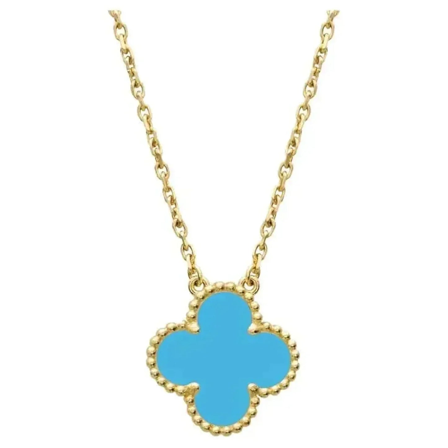 [Mystic]CLOVER 15MM VINTAGE TURQUOISE NECKLACE