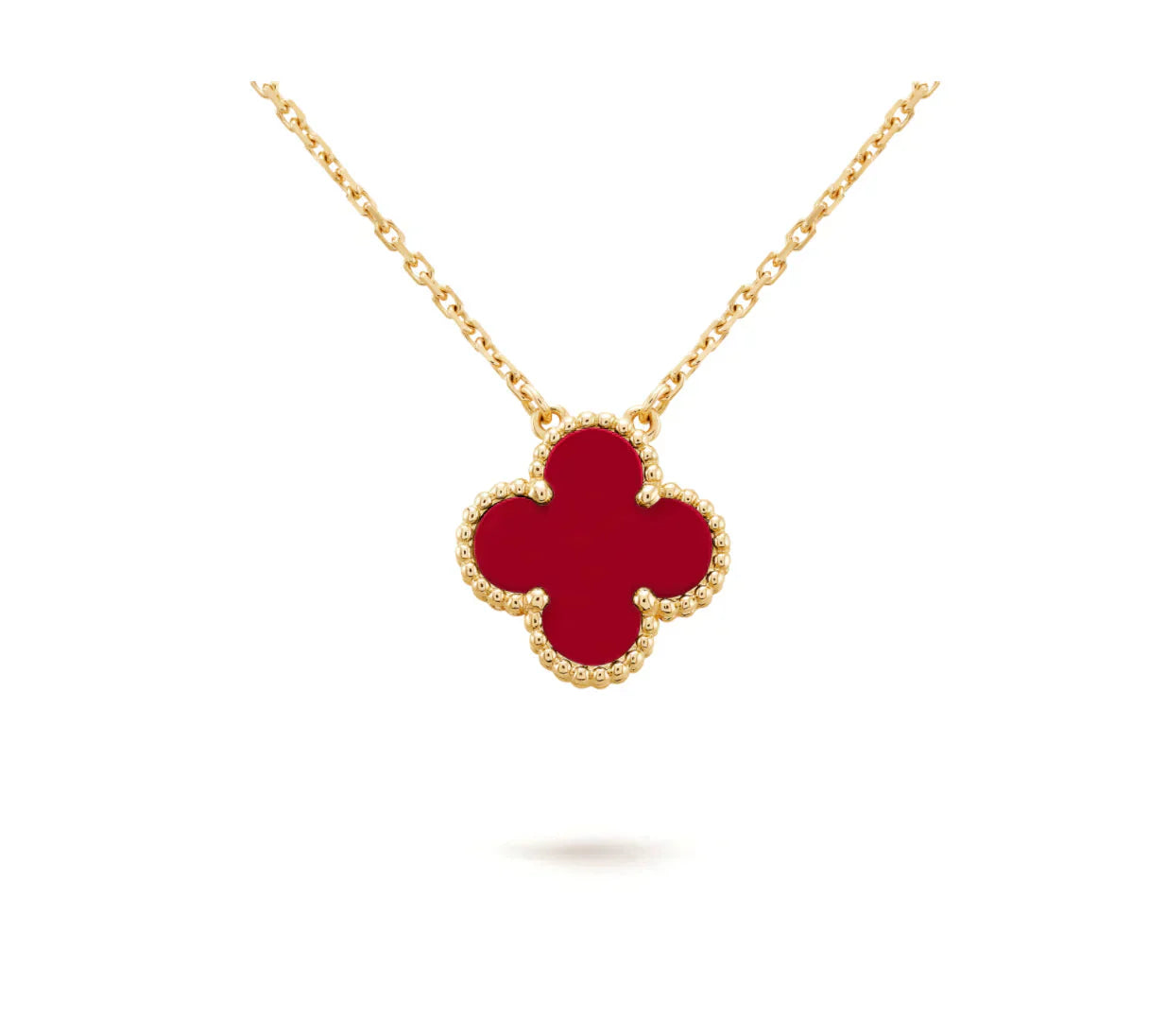 [Mystic]CLOVER 15MM CARNELIAN SINGLE FLOWER NECKLACE