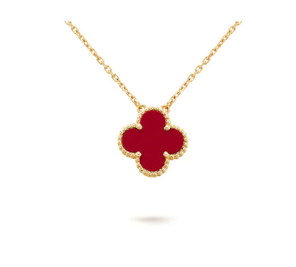 [Mystic]CLOVER 15MM CARNELIAN SINGLE FLOWER NECKLACE