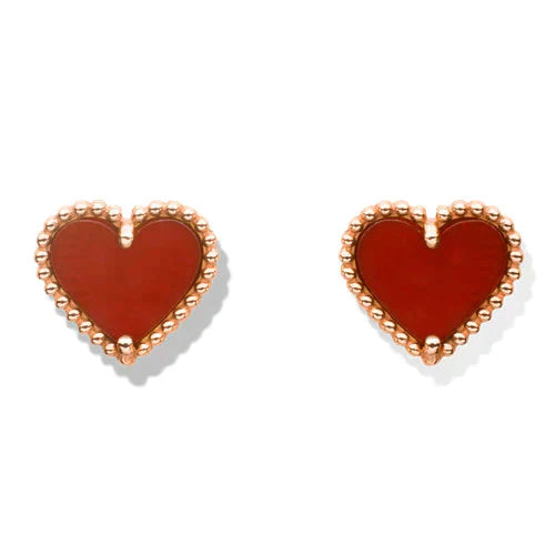 [Mystic]HEART CARNELIAN STUD EARRINGS