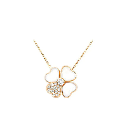 [Mystic]CLOVER MOP DIAMOND ROSE GOLD NECKLACE