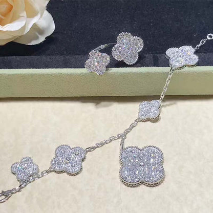 [Mystic]CLOVER 6 MOTIFS SILVER DIAMOND BRACELET