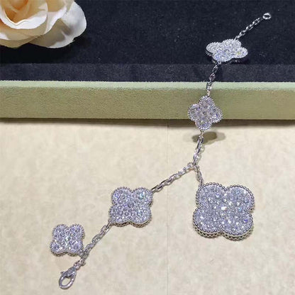 [Mystic]CLOVER 6 MOTIFS SILVER DIAMOND BRACELET