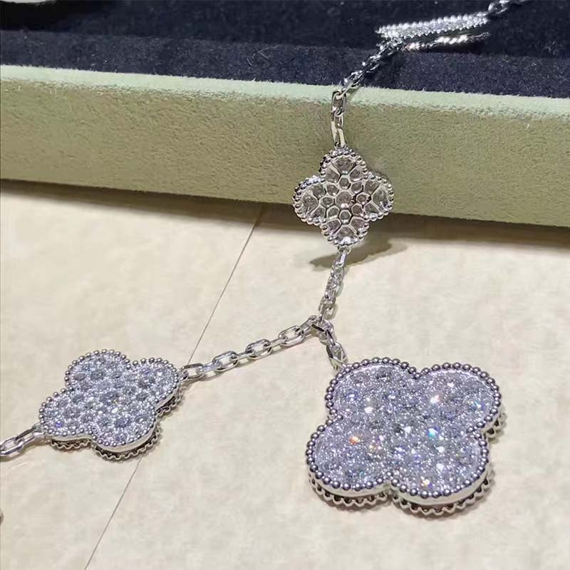[Mystic]CLOVER 6 MOTIFS SILVER DIAMOND BRACELET