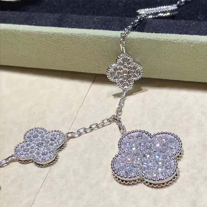 [Mystic]CLOVER 6 MOTIFS SILVER DIAMOND BRACELET