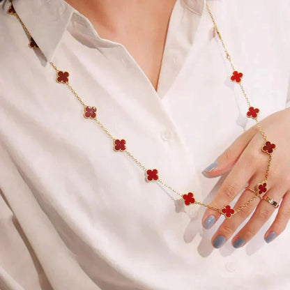 [Mystic]CLOVER 20 MOTIFS CARNELIAN NECKLACE