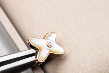 [Mystic Crown]JEUX DE WHITE MOP PINK GOLD DIAMOND EARRINGS