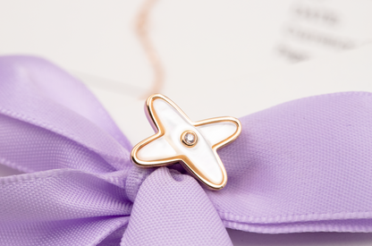 [Mystic]JEUX DE WHITE MOP ROSE GOLD DIAMOND EARRINGS