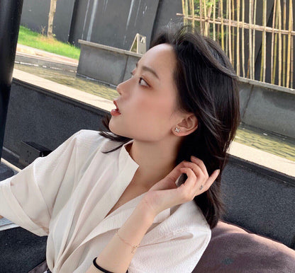 [Mystic]JEUX DE WHITE MOP ROSE GOLD DIAMOND EARRINGS