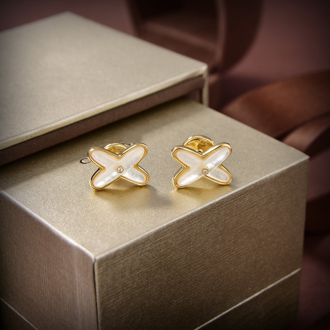 [Mystic]JEUX DE WHITE MOP GOLD DIAMOND EARRINGS
