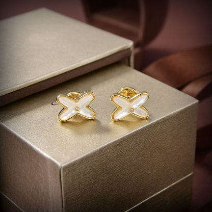 [Mystic]JEUX DE WHITE MOP GOLD DIAMOND EARRINGS