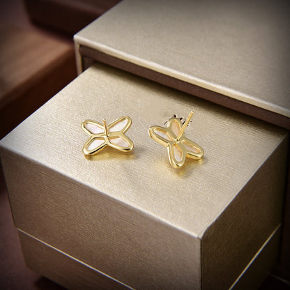 [Mystic]JEUX DE WHITE MOP GOLD DIAMOND EARRINGS