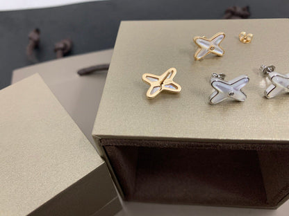 [Mystic]JEUX DE WHITE MOP SILVER DIAMOND EARRINGS