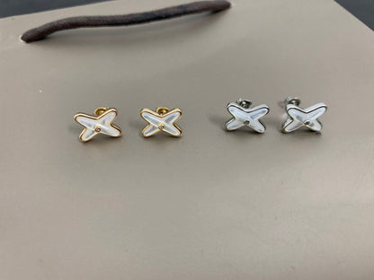 [Mystic]JEUX DE WHITE MOP SILVER DIAMOND EARRINGS