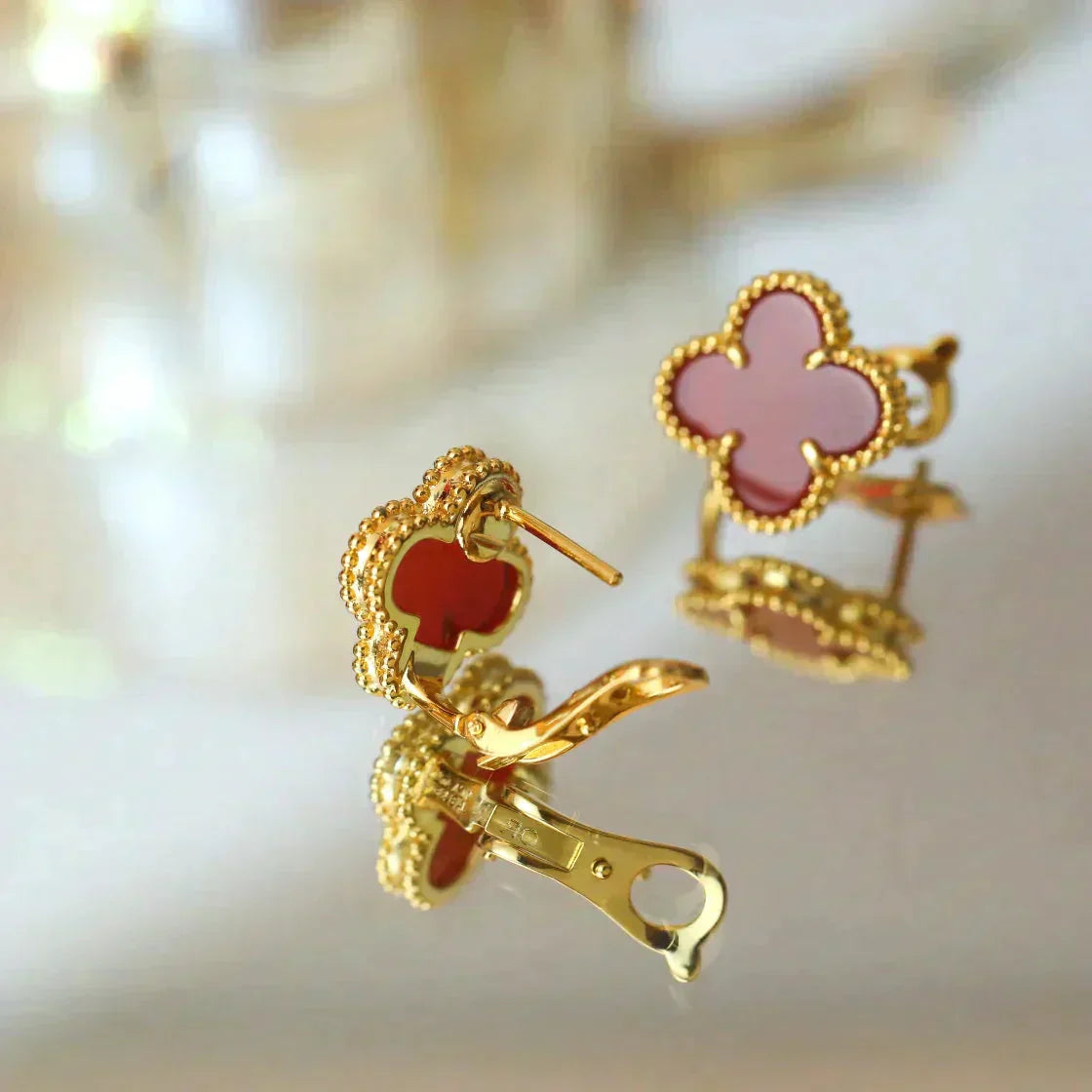 [Mystic]CLOVER MEDIUM 1 MOTIFS CARNELIAN  EARRINGS