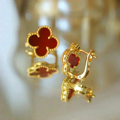 [Mystic]CLOVER MEDIUM 1 MOTIFS CARNELIAN  EARRINGS