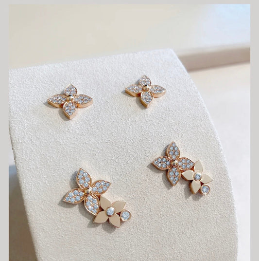[Mystic]STAR BLOSSOM STUD EARRINGS PINK GOLD DIAMONDS