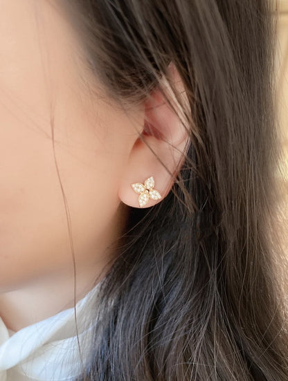 [Mystic]STAR BLOSSOM STUD EARRINGS PINK GOLD DIAMONDS