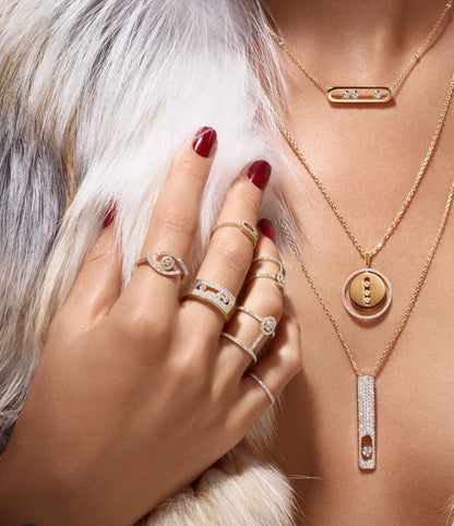 [Mysitc]  MOVE PM NECKLACE PINK GOLD DIAMOND