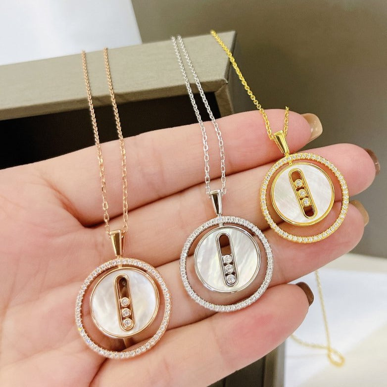 [Mysitc]  MOVE MM NACRE BLANCHE DIAMOND NECKLACE