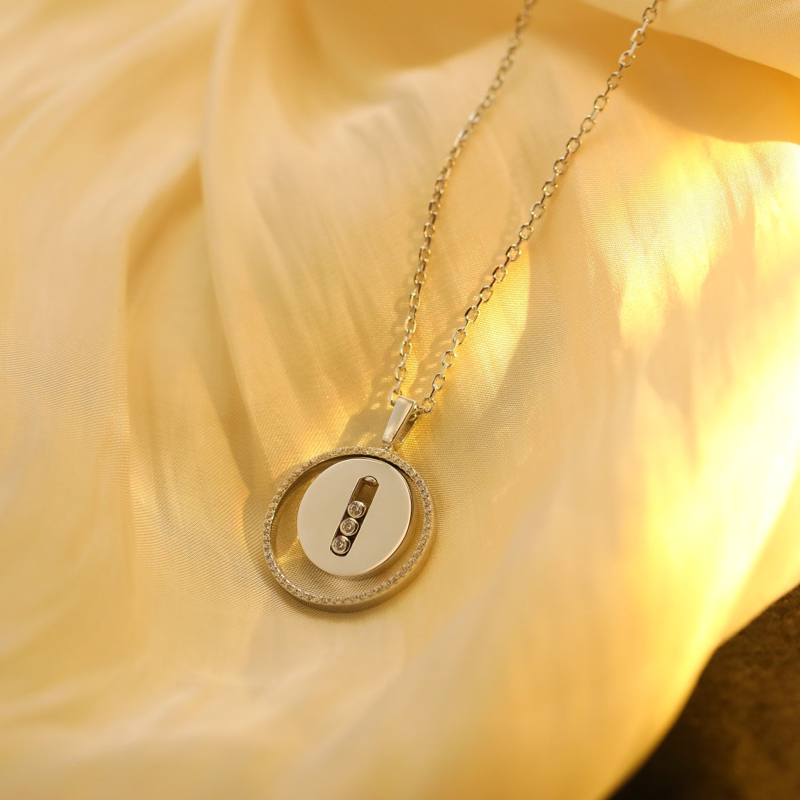 [Mysitc]  MOVE MM SILVER DIAMOND NECKLACE