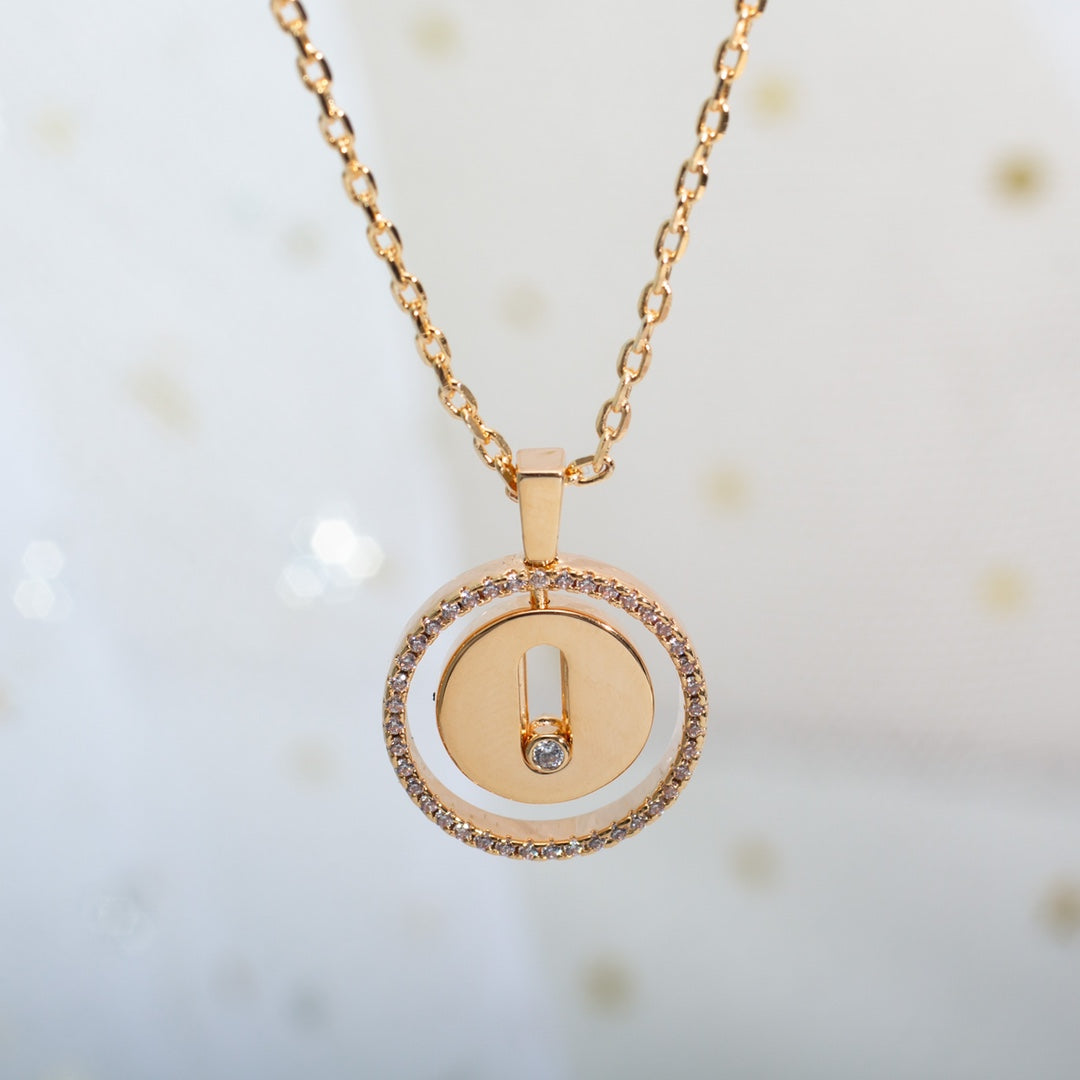 [Mysitc]  MOVE PM NECKLACE PINK GOLD DIAMOND