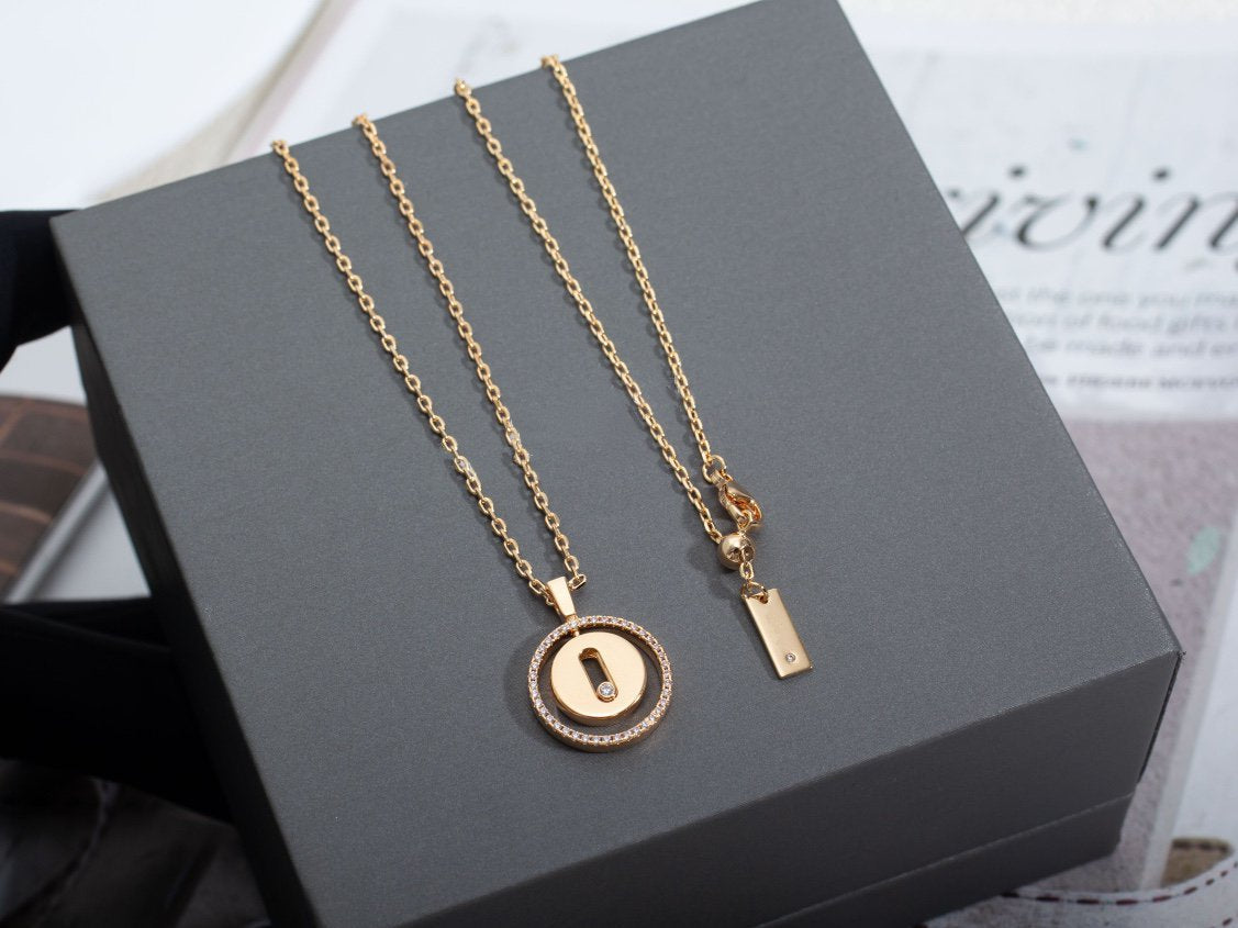 [Mysitc]  MOVE PM NECKLACE PINK GOLD DIAMOND