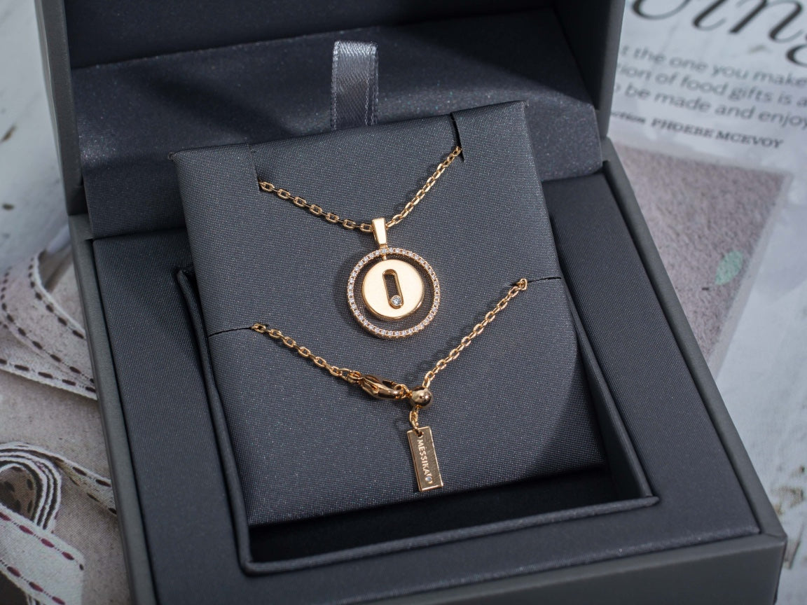 [Mysitc]  MOVE PM NECKLACE PINK GOLD DIAMOND