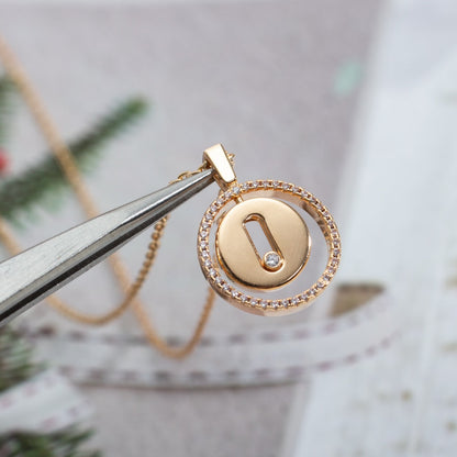 [Mysitc]  MOVE PM NECKLACE PINK GOLD DIAMOND