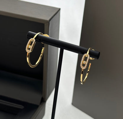 [Mysitc] CREOLES MOVE UNO PM DIAMOND EARRINGS