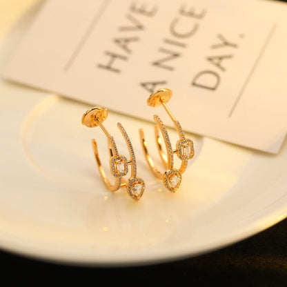 [Mysitc] CREOLES MY TWIN 2 RANGS SILVER DIAMOND EARRINGS