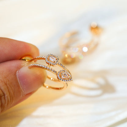 [Mysitc] CREOLES MY TWIN 2 RANGS SILVER DIAMOND EARRINGS