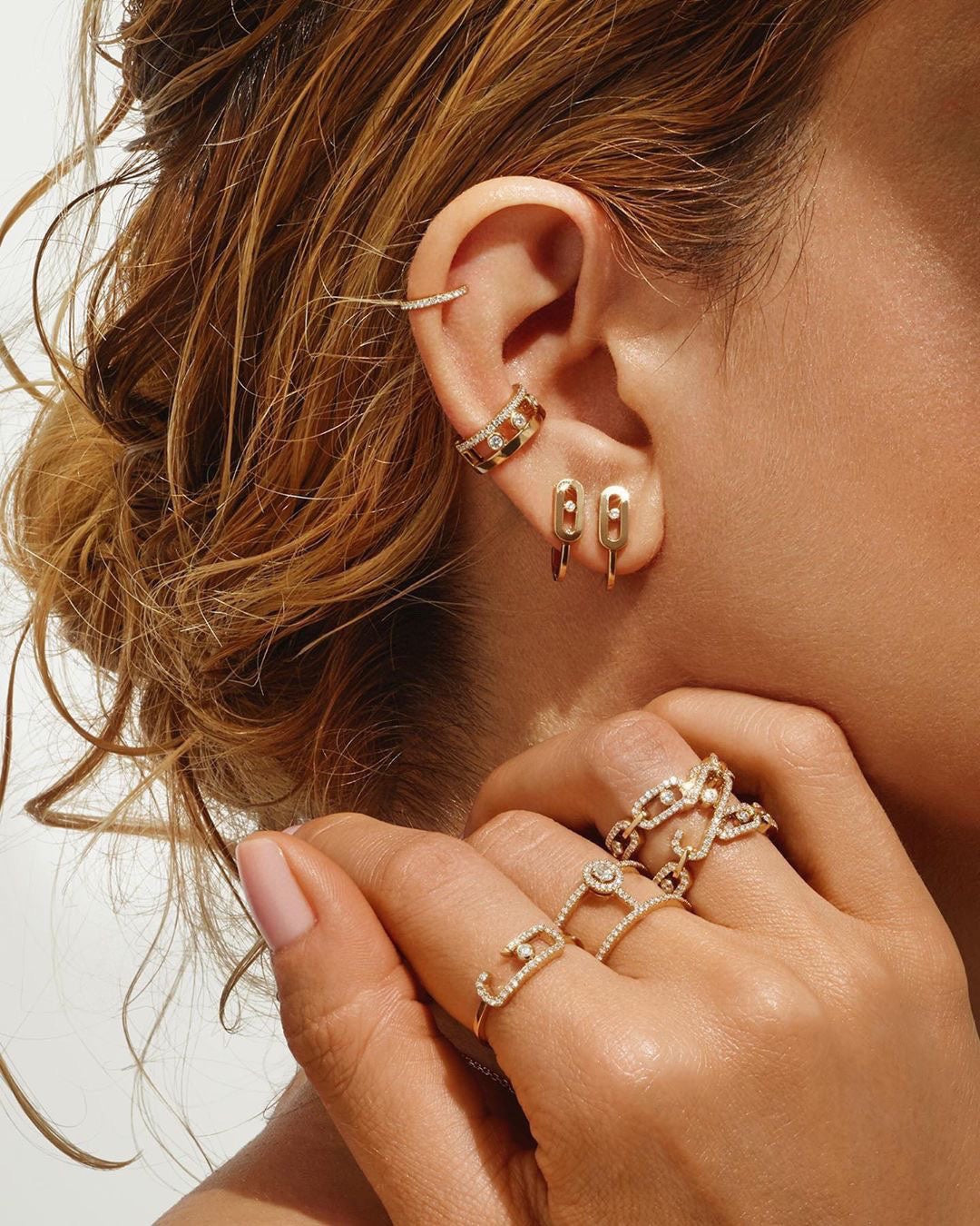 [Mysitc] CREOLES MOVE UNO MINI 1 DIAMOND EARRINGS