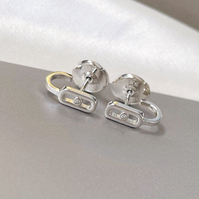 [Mysitc] CREOLES MOVE UNO MINI 1 DIAMOND EARRINGS