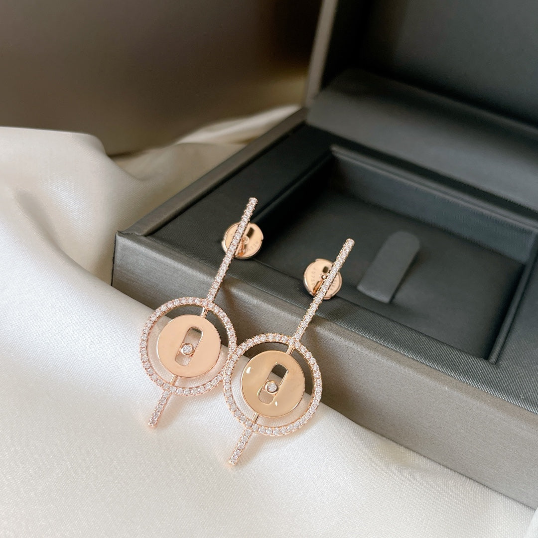 [Mysitc]  MOVE ARROW PINK GOLD DIAMOND EARRINGS