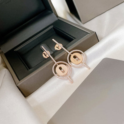 [Mysitc]  MOVE ARROW PINK GOLD DIAMOND EARRINGS