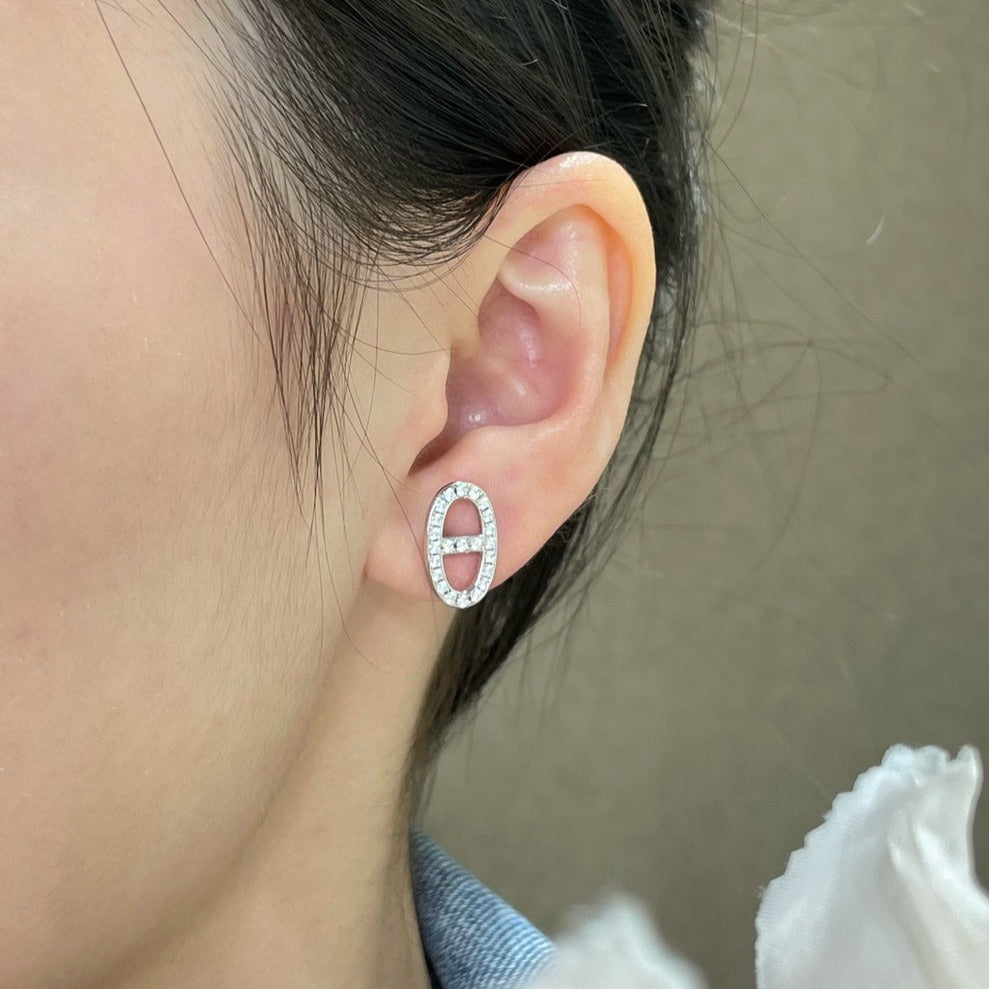 [Mystic]HM FULL DIAMOND PIG NOSE STUD EARRINGS